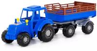 Трактор с прицепом №2, цвет синий (в сеточке)