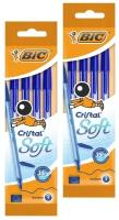 BIC Набор шариковых ручек Cristal Soft 1,2мм, синий, 4 шт