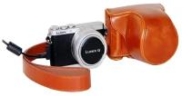 Сумка-кожух-футляр MyPads TC-155039 из качественной импортной кожи для фотоаппарата Panasonic Lumix DMC-GM1/ GM2/ GM5 светло-коричневого цвета