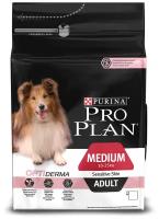 PURINA PRO PLAN Сухой корм для взрослых собак средних пород с чувствительной кожей с лососем и рисом Medium Adult Sensitive Skin Opti Derma, 14кг