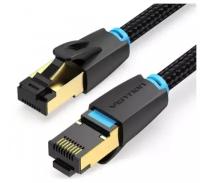 Патч-корд Vention прямой SFTP cat.8 RJ45 - 1м. Черный Тканевая оплетка Vention IKGBF