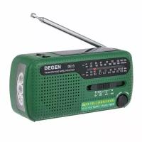 Портативный Цифровой Всеволновый Мини Радиоприемник Degen DE13, Диапазоны FM, MW, SW, Питание от Сети, Аккумулятора, Динамо-машины и Солнечной Батареи