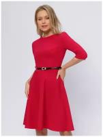 Платье красного цвета с рукавами 3/4 и расклешенной юбкой, 1001dress, размер 48, 0100928RB14