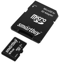 micro SDXC карта памяти Smartbuy 064GB cl10 U3 V30 для видеонаблюдения (с адаптером SD)