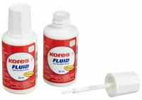 Корректирующая жидкость Kores Fluid, 20мл, быстросохнущая, металлический шарик, с кисточкой (66118)