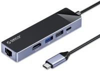 USB-концентратор ORICO DM-5R, разъемов: 2, 13 см, черный