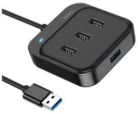 Переходник HUB HOCO HB31 на 4 порта USB, разъем USB-C, 0.2 метра, черный