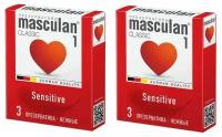 Презервативы Masculan Sensitive plus №3, 2 упаковки (6 презервативов, нежные)