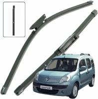 Дворники Renault Kangoo (2) KW0 Рено Кангу минивэн 2008 2009 2010 2011 2012 2013 Щетки стеклоочистителя бескаркасные 600-550 2шт