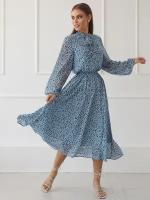 Платье шифоновое женское повседневное "Fleur" KUKUSH, р. 52 голубой, Платье праздничное летнее