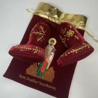 Бархатные Башмачки святителя Спиридона Тримифунтского в мешочке, подарок на Пасху