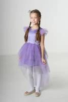 142-P1 Платье праздничное со шлейфом DaEl kids "Николь", цвет фиолетовый-лавандовый, размер 116
