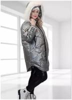 Пуховики и зимние куртки BGT Пуховик женский зимний натуральный. Разм.44, серебристый