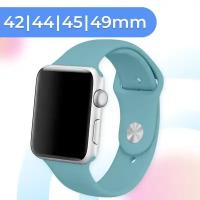 Силиконовый ремешок для умных часов Apple Watch 42-44-45-49 mm / 13,5 см / Спортивный сменный браслет для смарт часов Эпл Вотч 1-9, SE серии / Cactus