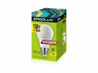 Светодиодная лампа Е27 15Вт 220В ERGOLUX 14308 LED-A60-15W-E27-3K, 3000K, 1425Лм, теплый белый, груша