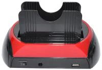 Док-станция GSMIN 2xSATA (USB 2.0, USB 3.0) (Черно-красный)