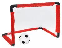 Ворота футбольные, сборные, размер 64 х 47 х 47, с сеткой и мячом, цвет красный, черный