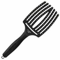 Olivia Garden Fingerbrush Combo black Large Щетка изогнутая продувная Черная . шифты+ натур. щетина