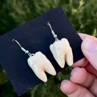 серьги зубы из полимерной глины/ сережки для девочек и девушек - зубы из глины/ сережки ручной работы в виде зубов из полимерной глины на подарок