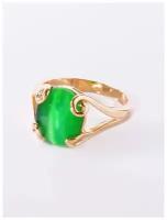 Кольцо помолвочное Lotus Jewelry, кошачий глаз, размер 17, зеленый