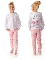 Спортивный костюм Fluffy Bunny Единорог, велюровый на молнии для девочки, цвет Бело-Розовый, размер 92