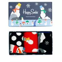 Комплект из трёх пар носков в новогодней тематике Happy Socks 3 Pair Pack - Snowman 41-46