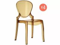 Комплект из 4 прозрачных стульев PEDRALI Queen Set 4, цвет янтарный