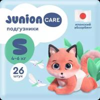 Детские подгузники "Junion", размер S, 4-6 кг, 26 штук