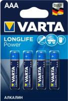 Батарейки VARTA LR03 AAA LONGLIFE алкалиновые (щелочные) мизинчиковые, 4шт, 1.5V