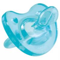 Пустышка Chicco Physio Soft анатомическая силиконовая 0-6 месяцев цвет голубая/пустышка для мальчика/пустышка для новорожденных/силиконовая соска