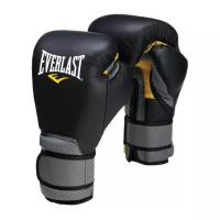 Перчатки тренировочные на липучке Everlast Pro Leather Strap 10oz черные