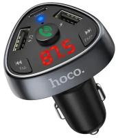 Автомобильное зарядное устройство с FM-трансмиттером 2xUSB+USB Type-C Hoco E51 Road Treasure - Черное