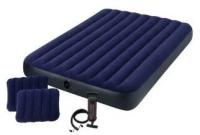 Матрас надувной 152х203х25см Classic Downy Airbed + подушки и ручной насос, Intex 64765