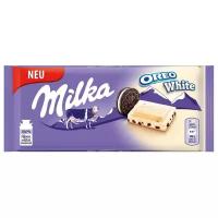 "Milka Oreo White Chocolate" - 1шт. Белый шоколад с сливочной ванилью и печеньем Oreo 100гр