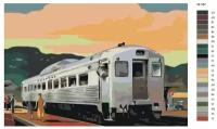 Картина по номерам W-187 "Поезд на фоне заката" 50х70