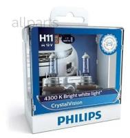 PHILIPS 12362CVSM лампа H11 12V-55W (PGJ19-2) (белый яркий свет) CRYSTAL VISION -W5W 12V-5W (W2,1X9,5D) CRYSTAL VISION