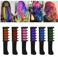 Набор цветных мелков для волос, цветные пряди, детское окрашивание волос, 6 штук