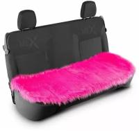Меховая накидка на сидушку заднего автокресла и сиденья заднего ряда из розового меха с нескользящим подкладом универсального размера