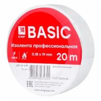 Изолента EKF Basic класс A 0,18х19 мм, 20 м, 1 шт., белый