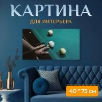 Картина на холсте "Бильярд, плеер, таблица" на подрамнике 75х40 см. для интерьера