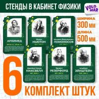 Комплект стендов Физики, цвет зеленый, набор 6 шт, VoloMar