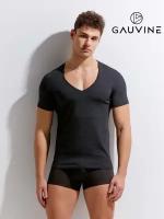 Мужская футболка черная с глубоким вырезом GAUVINE 5001 XL (50)