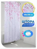 Штора текстильная для ванной Bacchetta Sakura 200х180 см, белый