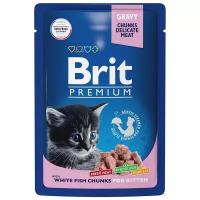 Brit Premium пауч для котят (кусочки в соусе) Белая рыба, 85 г. упаковка 14 шт