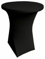 Стрейчевый чехол на коктейльный стол цвет черный для столов d-80 см. h-110 см