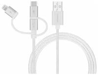 Кабель Momax One Link 3-in-1 USB A to Micro USB/Lightning/USB-C (1m) DX1 White (DX1WH)