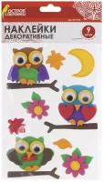 Наклейки-стикеры из фоамирана детские набор для творчества и оформления из Eva Совята, 9 штук, ассорти, Остров Сокровищ, 661473