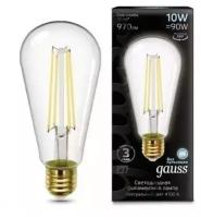 Светодиодная лампа Gauss Filament ST64 10W 970lm 4100К Е27 LED 1/10/40