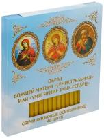 Свечи освящённые церковные восковые "Сорокоустные" 40 шт. Образ Божией Матери "Семистрельная", высота 18 см, диаметр 7 мм, время горения 60 мин
