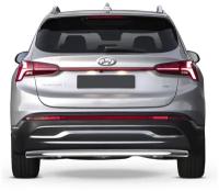 Защита заднего бампера d57 Rival для Hyundai Santa Fe IV рестайлинг 2021-н. в, нерж. сталь, R.2313.003